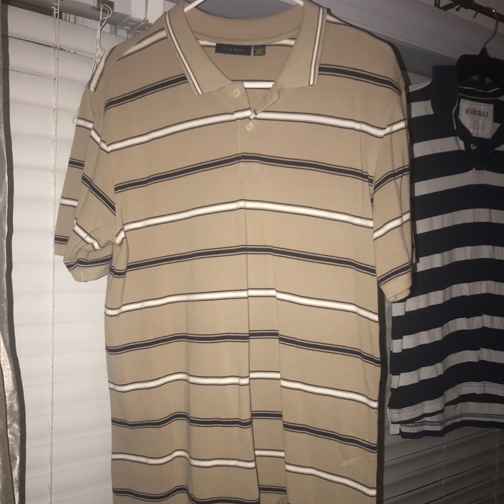 Tan striped polo for men